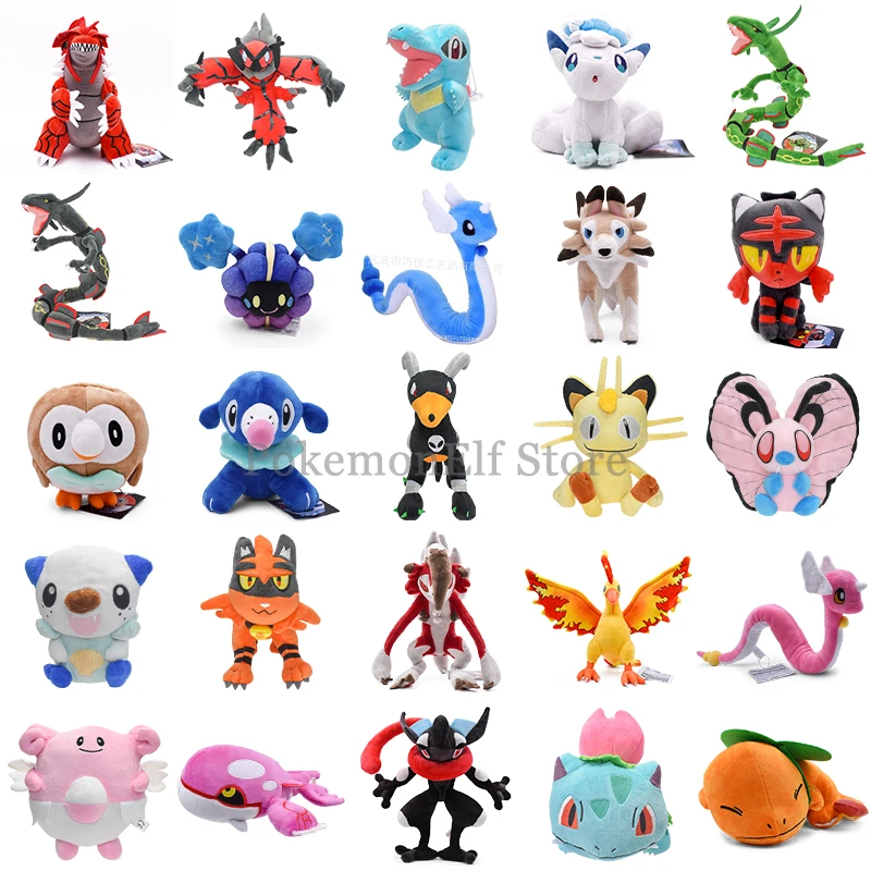 Pokemon Plush Toy Cute Groudon Yveltal Totodile Rayquaza Cosmog Dragonair Lycanroc Greninja Furret Stuffed Doll Xmas Kids Gift