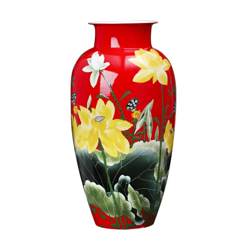 

Новая красная фарфоровая ваза Цзиндэчжэнь с ручной росписью в китайском стиле для подарка на день рождения