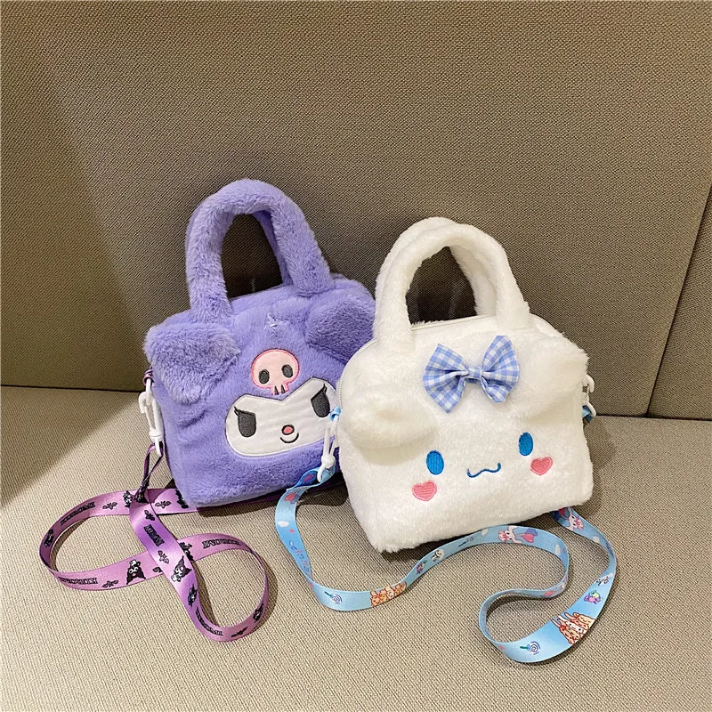 

2023 women new plush small shoulder bag girl handbag female cute cartoon mobile phone bag