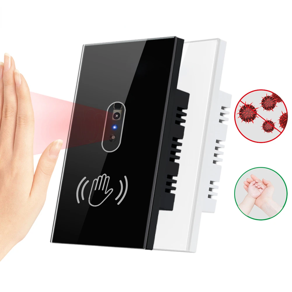 Smart Wall Light Infrared Sensor Switch No Need To Touch Glass Screen Panel On Off US 110V 220V 10A Electrical Power