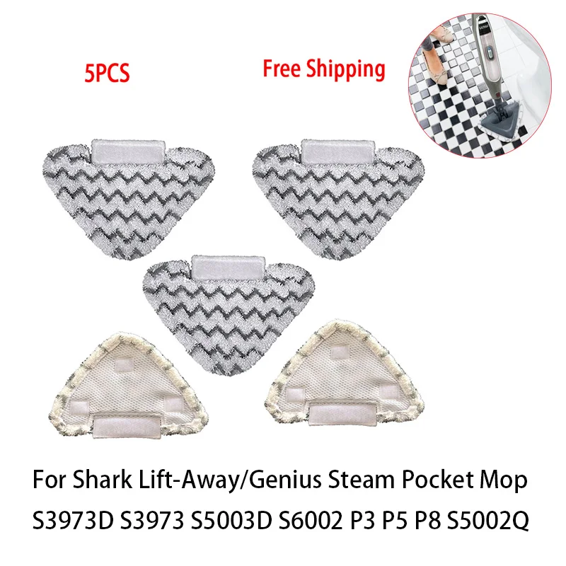 5PCS Shark Lift-Away P3/P5/P8 Steam Mop Cloths,For Shark Genius S5003A/S6001WM/S6002C/S6003W Replacement Mop Pads