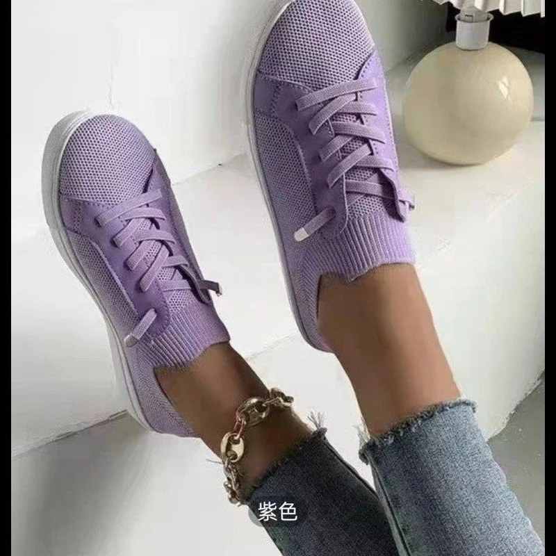 Summer Women Sneakers Ladies Casual Vulcanize Shoes Mesh Breathable Light Comfort Solid Color Soft Flat Female Footwear New