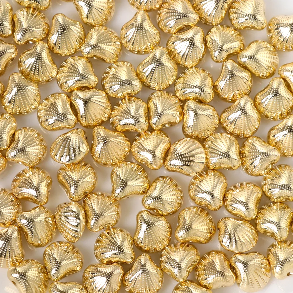 

Бусины из ракушек CCB с золотым покрытием, россыпью бусины в форме ракушек для браслетов, ожерелий, сережек, подвесок, материалы для изготовле...