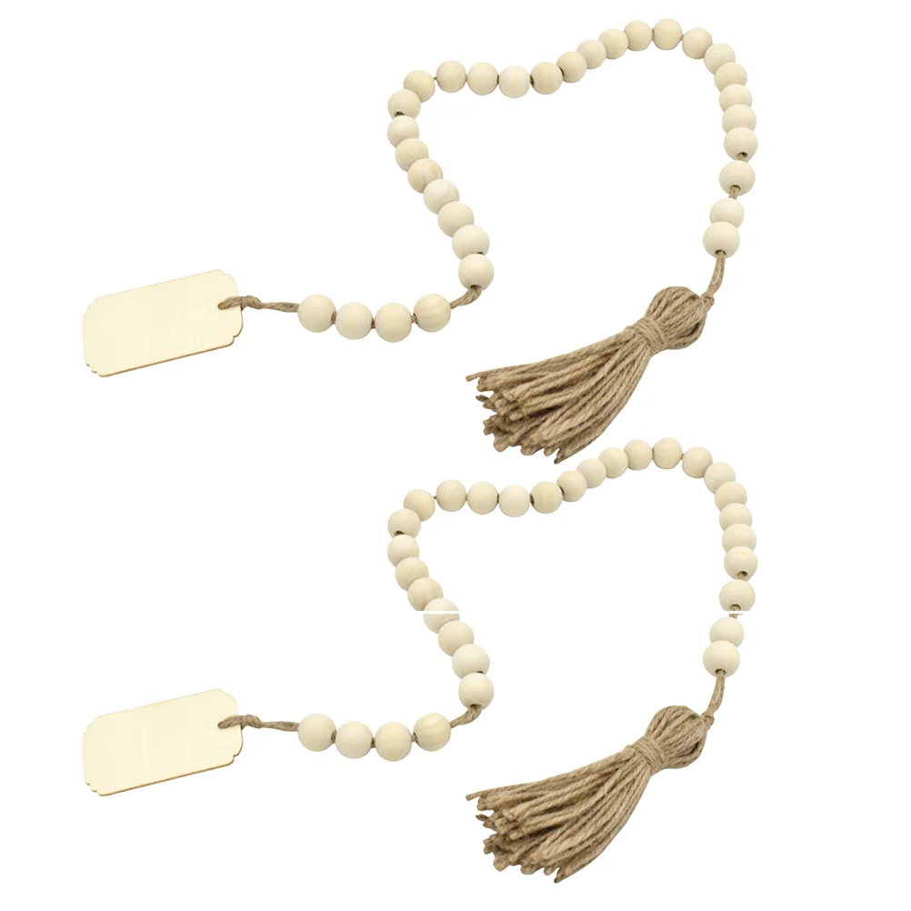 

2pcs Wood Bead Garland DIY Creative Decorative Tassel Strings Beads String Pendant Tassel Bead String