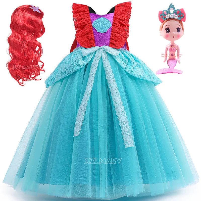 

Детское платье Ариэль маленькая Русалочка для девочек, нарядный костюм на Хэллоуин, детская одежда для карнавала, дня рождения, летнее плат...