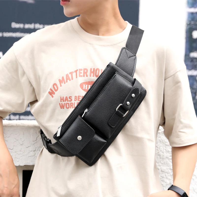 

Chest Phone Pouch For Belt Shoulder Man Leather Men's Bag Fanny Hip Bag Waist Sack Male Brand Male Bum Pack Bags