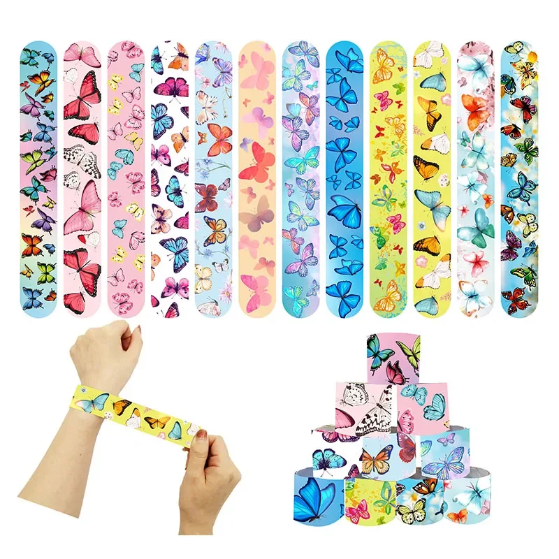 

Colorful Butterfly Slap Bracelets Girls Happy Butterfly Theme Birthday Party Decors Kids Favor Gifts Vintage Printed Bracelet