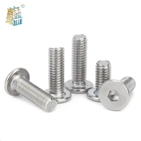 10pcslot 304 stainless steel large flat hex hexagon socket head allen screw m3 m4 m5 m6 m8 furniture screw connector joint bolt
