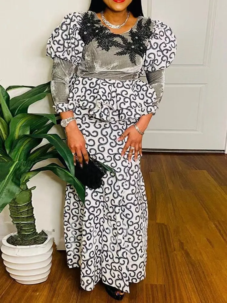 

2 Piece Sets African Dresses For Women Bodycon Mermaid Sexy Maxi Dress Elegant Wedding Gowns Ankara Long Dress 2022 New Robes