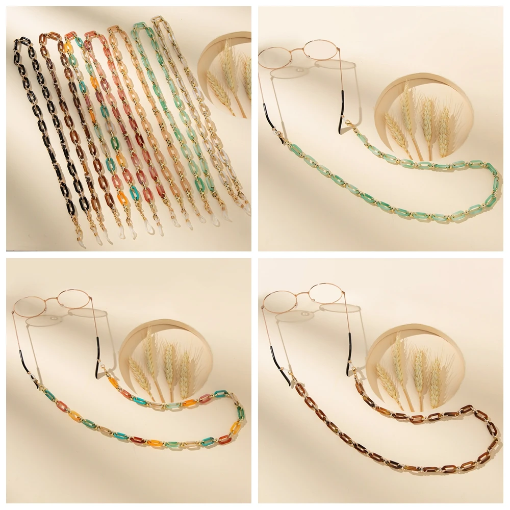 

Glasses Necklace Eye Wear Accessories Acrylic Resin Neck Strap Neckband Glasses Chain Eyeglass Lanyard Metal Chain
