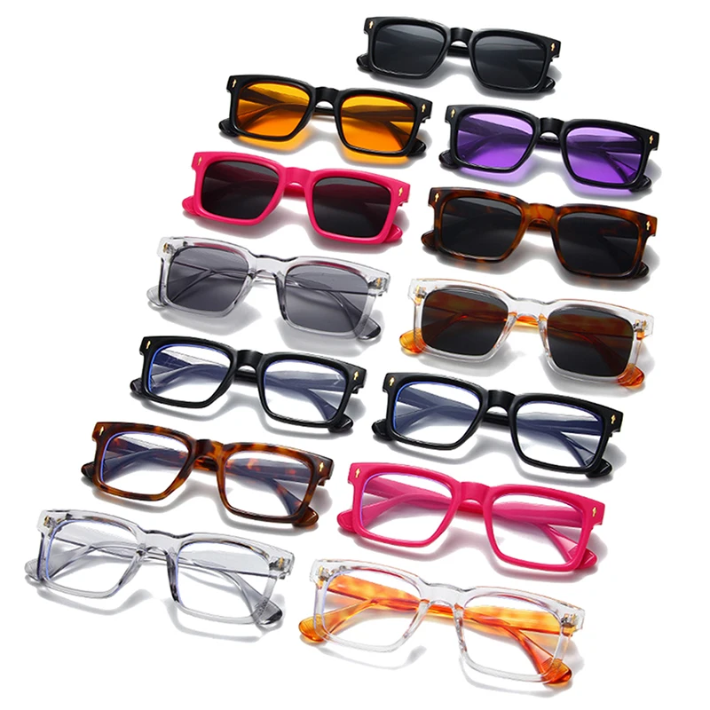 Модные Квадратные Заклепки SO &amp EI для мужчин и женщин солнцезащитные очки