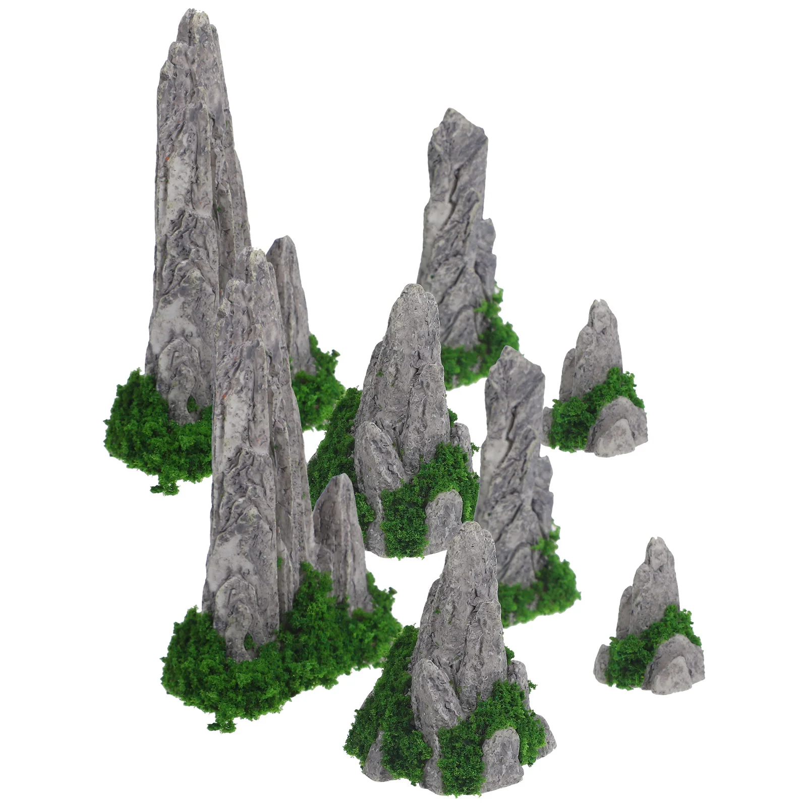 8 Pcs Simulated Rockery Ornaments Fish Tank Decor Scenery Simulation Plant Garden Mini Resin Landscape Mountain