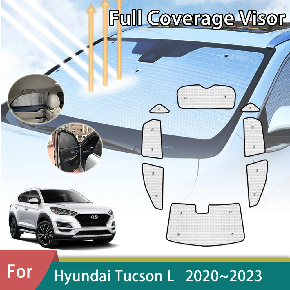 

Автомобильные солнцезащитные козырьки с полным покрытием для Hyundai Tucson L NX4 LWB 2020 ~ 2023, защита от ультрафиолетового излучения, оконный солнцезащитный козырек, аксессуары для лобового стекла