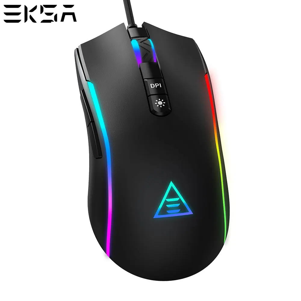 

EKSA USB Wired Mouse RGB Backlit Optical Silent Computer Mouse 8000DPI 7 Buttons Office Home Mice for Windows PC Laptop Desktop