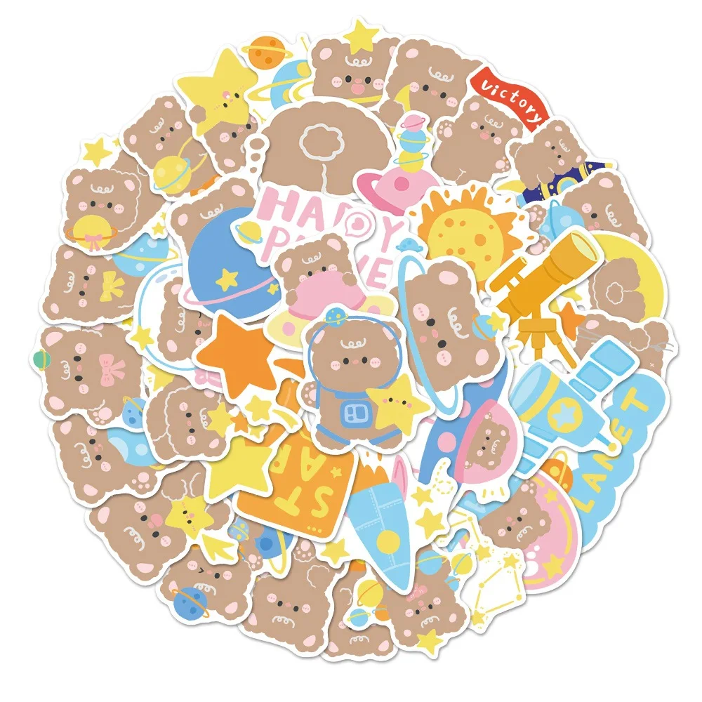 

10/30/50PCS Universe Starry Bear Graffiti Stickers Personalized Luggage Laptop Version Computer Phone Stickers Wholesale