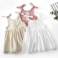 infant newborn baby girls dress new pure color childrens dress cotton lace princess dress lace up girls dress vestido