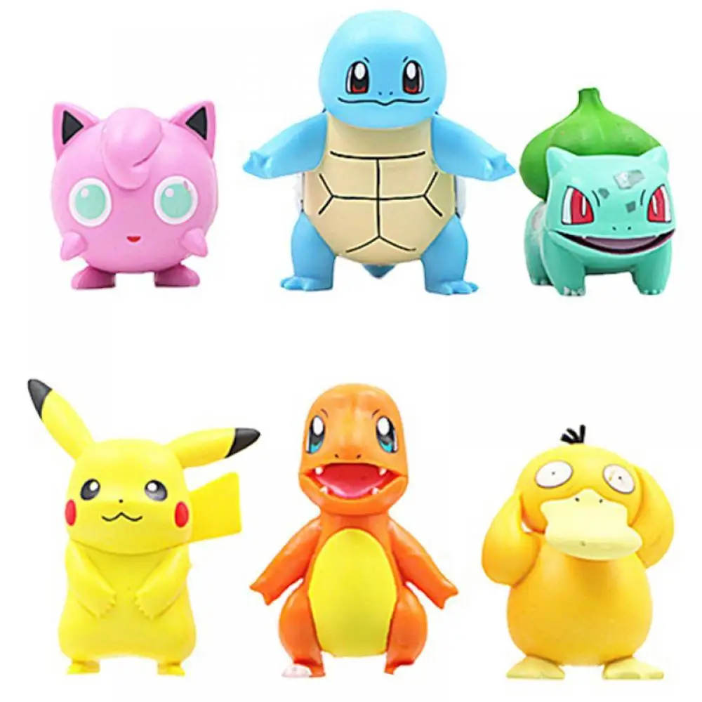 

6 Styles Anime Kawaii Pokmon Anime Figure Pikachued Bulbasaur Cute Charmander Squirtle Model Ornaments Toys Christmas Gifts