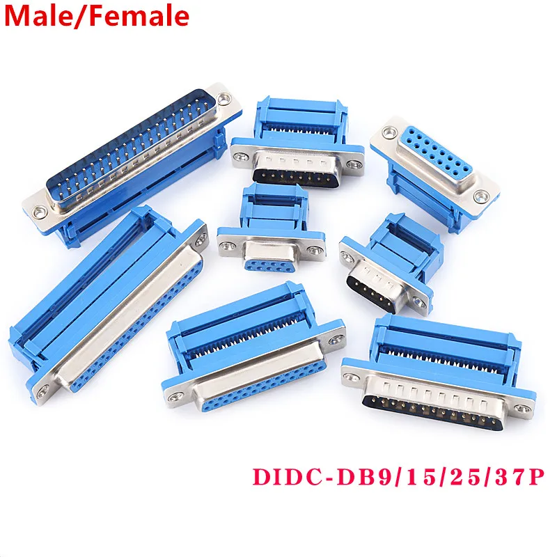 

5Pcs DB9 DB15 DB25 DB37 DIDC9/DIDC15/DIDC25/DIDC37 Male Female Plug Serial Port Connector Idc Crimp Type D-SUB Rs232 Adapter