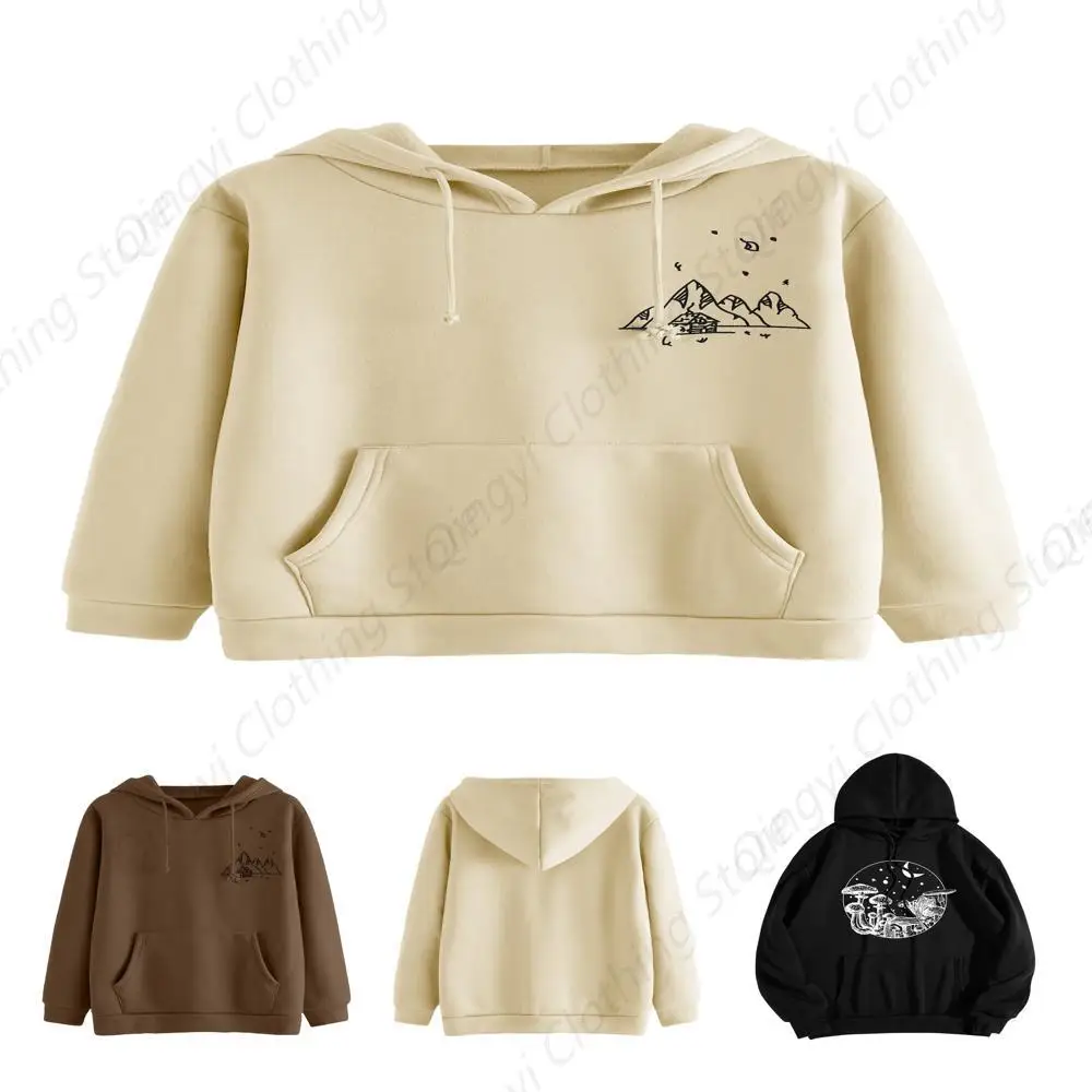 Женская толстовка с длинными рукавами и рисунком толстовки капюшоном на шнурке