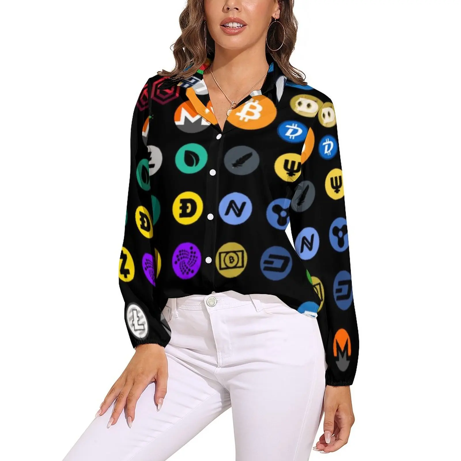 

Bitcoin Crypto Blouse Virtual Pullover Sexy Harajuku Girl Shirt Evening Top Shirts