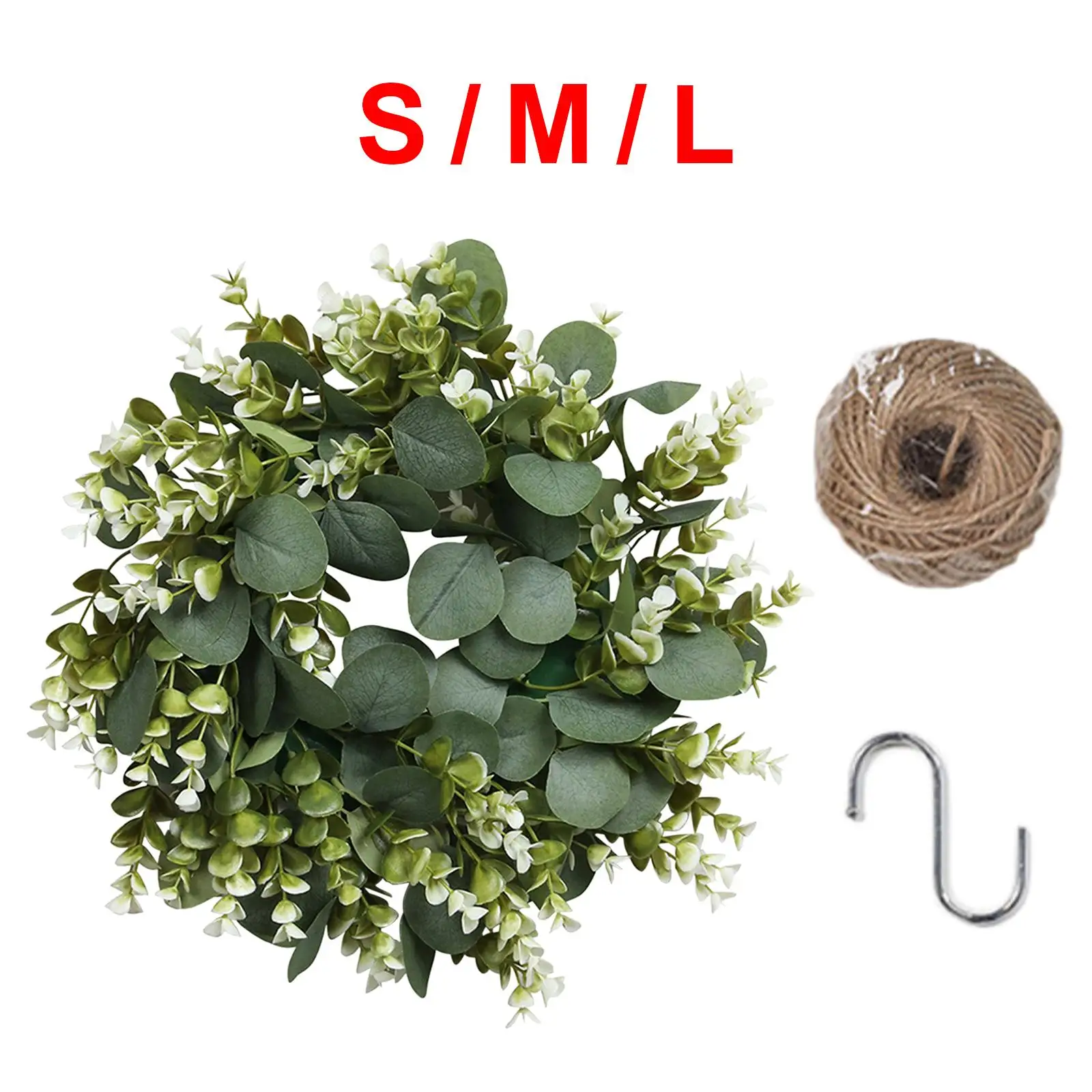 

Natural Eucalyptus Wreath Garland, Green Leaves Wall Hanging, Artificial Spring Wreath for Wedding, Home, Front Door, De