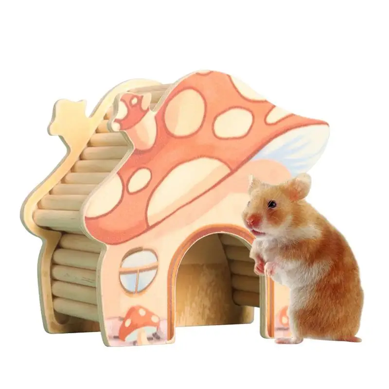 

Hamster Hideout Guinea Pig Cage Animal Toy With Decorative Effect And Good Ventilate Keep Pets Active In Mushroom House Shape