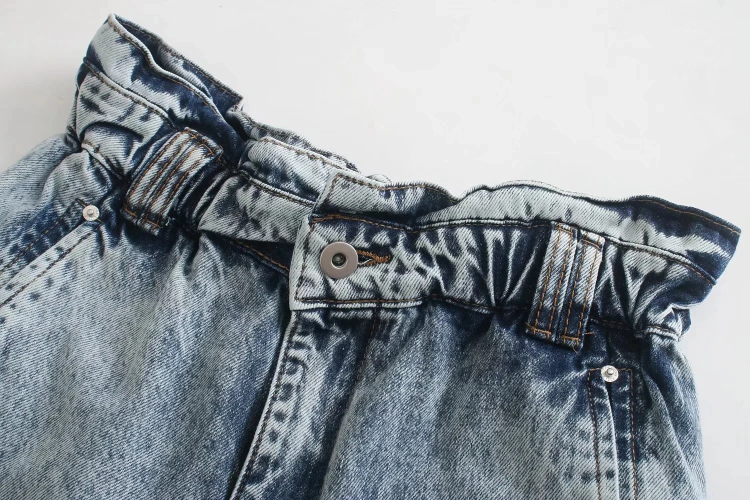 Maxdutti England Style High Street Retro Collect Wasit Paper Pockets Casual Harem Jeans Fashion Mom Jeans Women