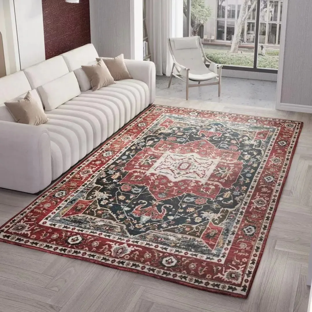 

Ethnic American Rustic Retro Lounge Carpet Decor Nordic Moroccan Printed Carpet Living Room Bedroom Sofa Coffee Table Blanket