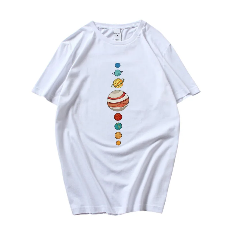 

Футболка с принтом «Восемь планет Солнечной системы», лето 2022, удобная футболка из чистого хлопка с графическим принтом, Классическая футболка на заказ, Повседневная футболка унисекс