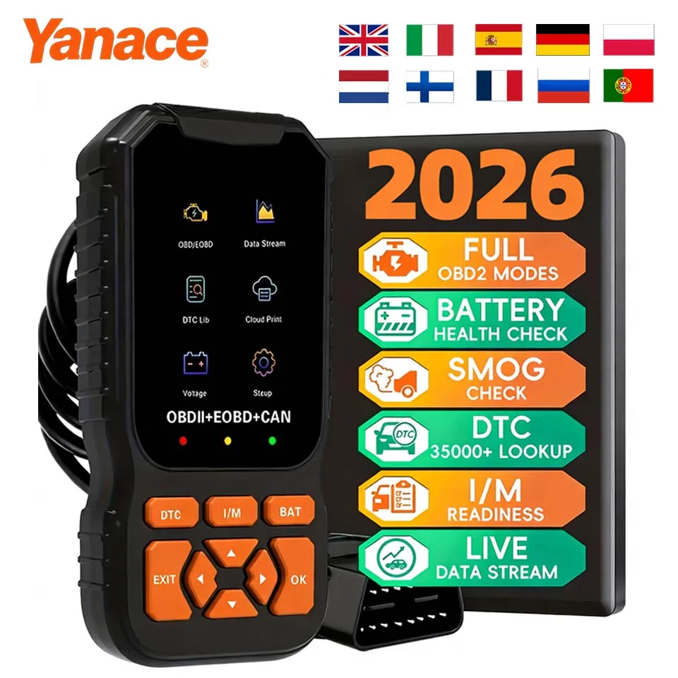 Фото Универсальный автомобильный диагностический сканер Yanace OBD2, считыватель кодов неисправностей двигателя для всех автомобилей с OBD II, выпускающихся с 1996 года. №1