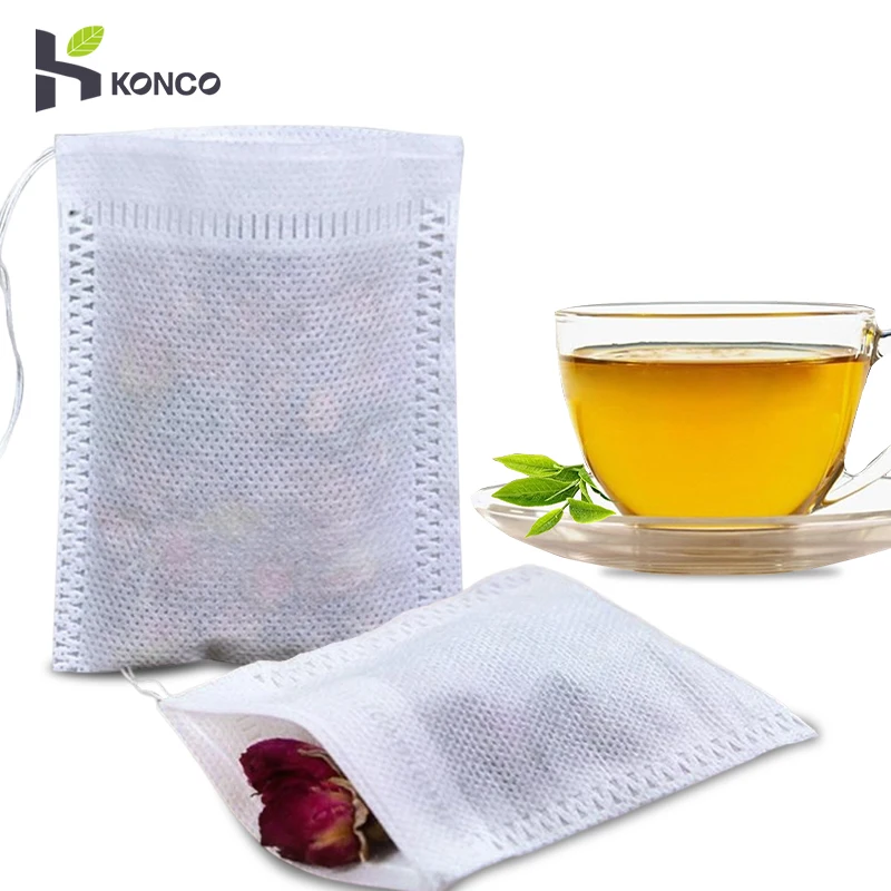 100pcs  Disposable Tea Filter Bags Food Grade Non-woven Fabric Tea Bags with String Heal Seal Spice Filters Teabags