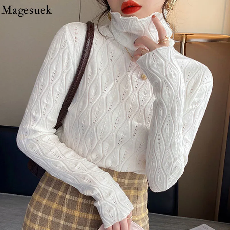 

Autumn Winter 2022 Cashmere Elegant Knitted Jumper Sweater Turtleneck Pullover Women Sweaters Warm Tops Soft Pull Femme 22715