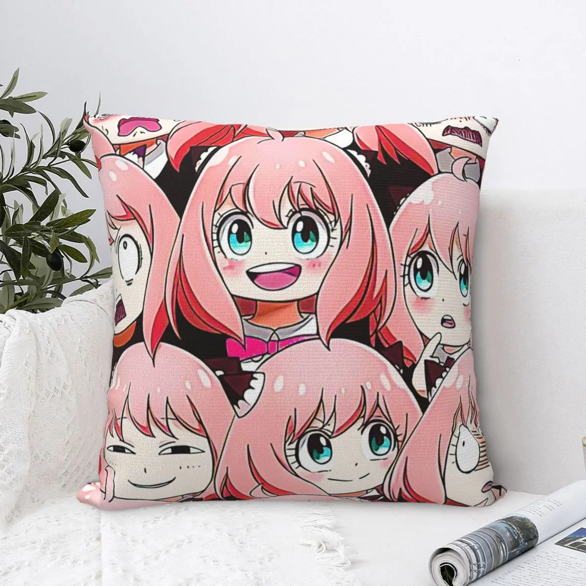 Spy X Famlily Throw Pillow Square Case Polyester Cushions for Sofa Family Anya Forger Custom Pillowcover Home Decor