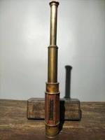20 tibetan temple collection old bronze calfskin telescopic monocular high power telescope wooden box office ornament