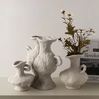sili style plain embryo ceramic vase home homestay retro pottery decoration sample room soft decoration dried flower vase