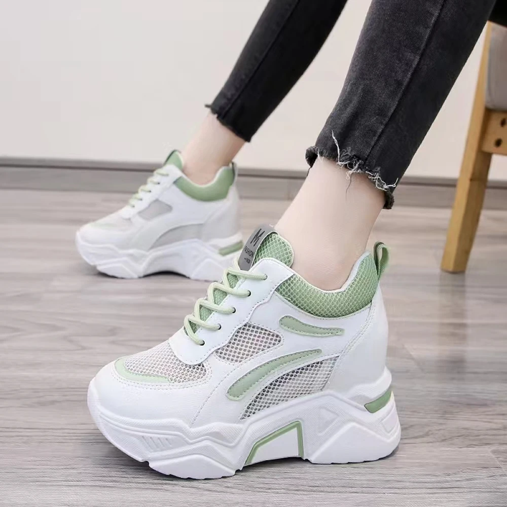 

Inner height 8cm women's shoes 2023 style breathable mesh face hollowed out leisure mesh shoes muffin thick soled daddy shoes