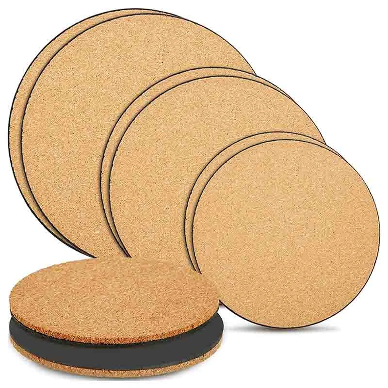 

6 шт. пробковый коврик для растений, пластиковый коврик для растений, круглый коврик для сада и двора (6/8/10 дюйма, черный, цвет пробки)