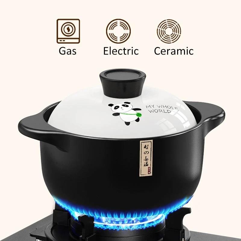 

1.6L Stew Pot Casserole Ceramic Saucepan High Temperature Resistant Cooking Pan Gas Electric Stove Cooker for Kitchen Crock Pots