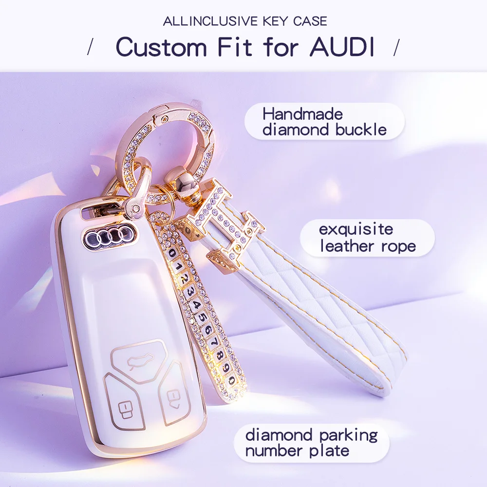 

Мягкий чехол из ТПУ для автомобильного ключа с дистанционным управлением, чехол-держатель для 2009-2020 AUDI A4L 2018-2020 Q5L 2019-2020 RS4 2012-2020, чехол-брелок