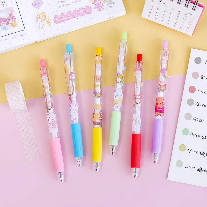 

1 Pcs Press Gel Pen Cute Black 0.5mm Exam Ball Pen Signature Pen