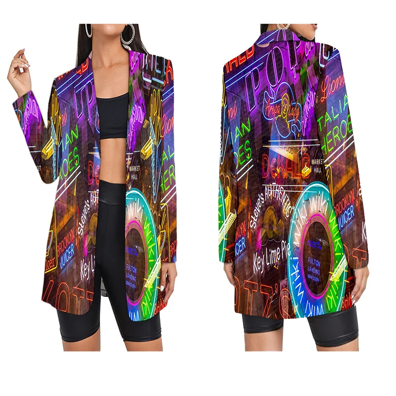 Chaqueta con estampado 3d para mujer, Blazer Formal, traje de calle, chaquetas ajustadas, 2020