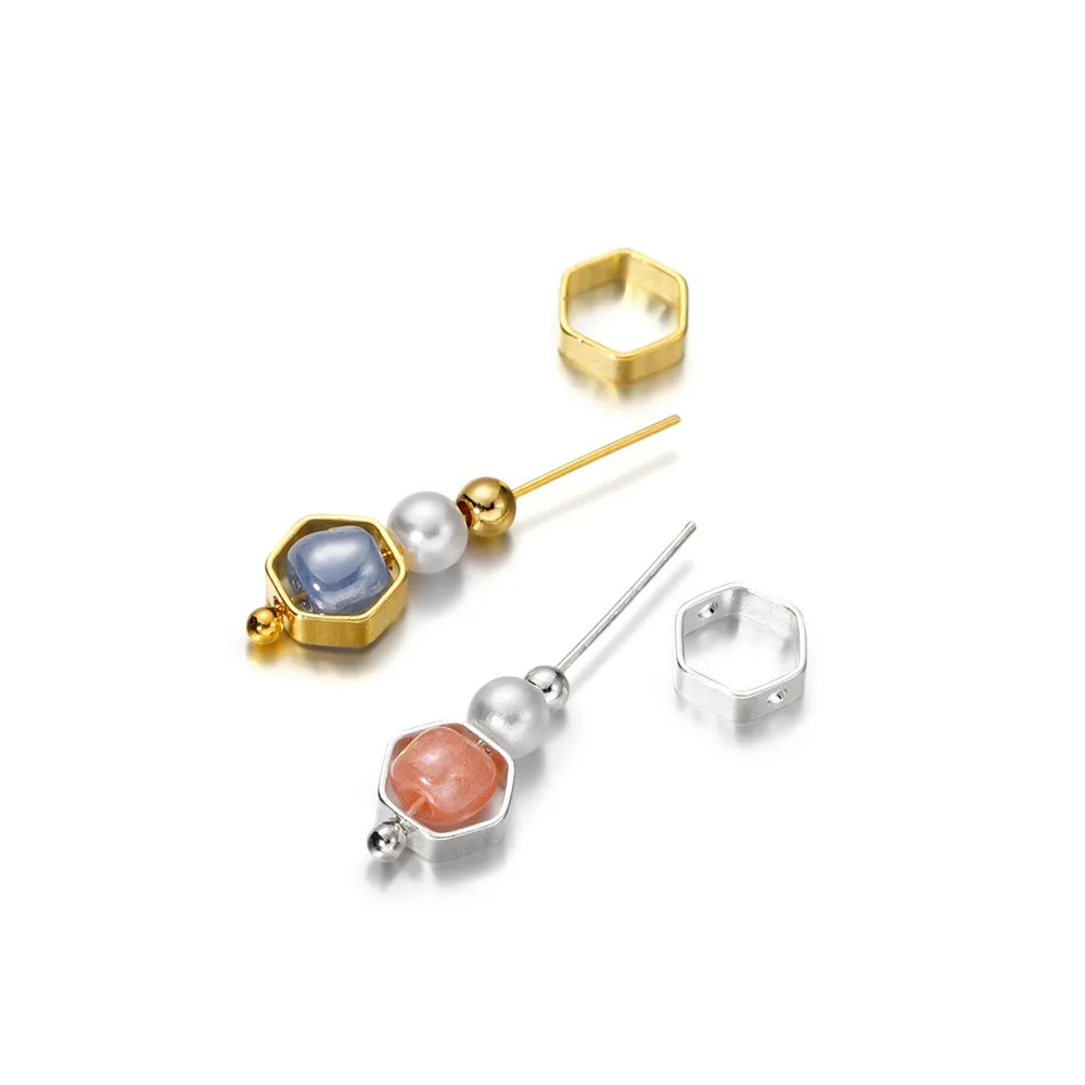 

20pcs Two Hole Copper Hexagonal Frame Beads Spacer Connectors for Diy Bracelet Earrings Pendants Jewelry Making