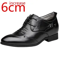 Men Shoes Daily Heightened 6cm First Layer Cowhide Inner Increase Formal Leather Shoes Business Invisible Casual Derby Shoes Men