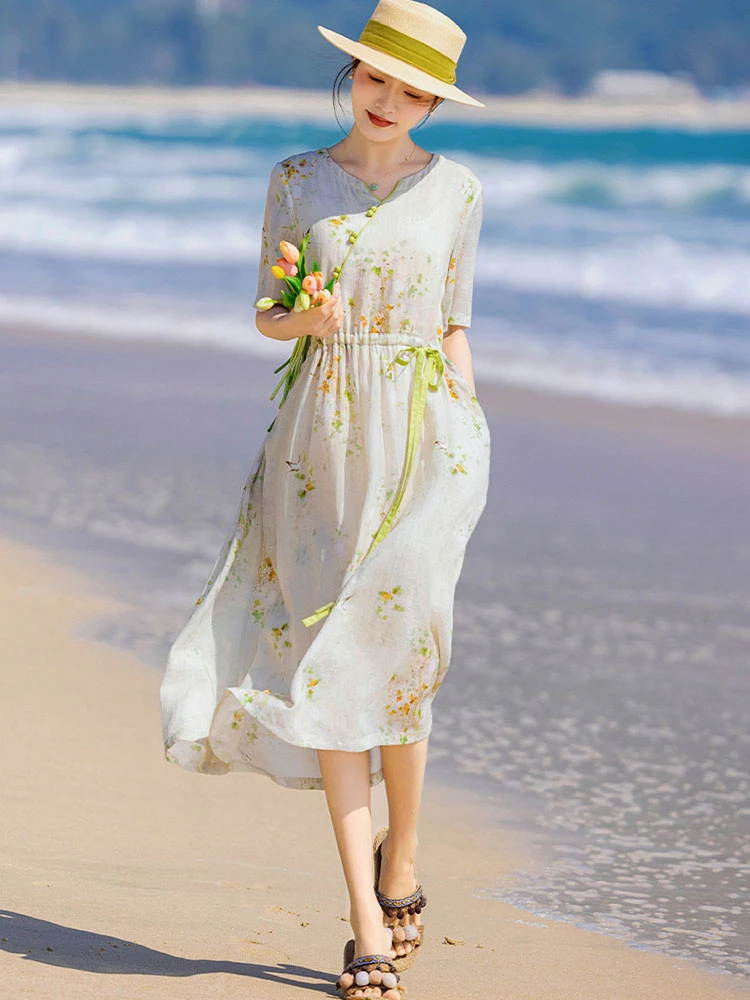 Высокое качество длинное платье с принтом Рами весна-лето 2023 Новое поступление