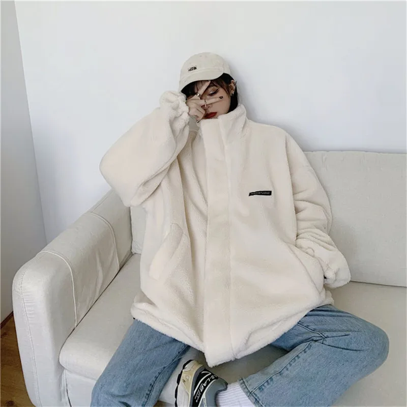 Lamb Wool Coat Women's Winter 2022 New Winter Jacket 2022 Parkas Women Jacket Coat Loose Thick,Both Sides Wear Cotton Clothes