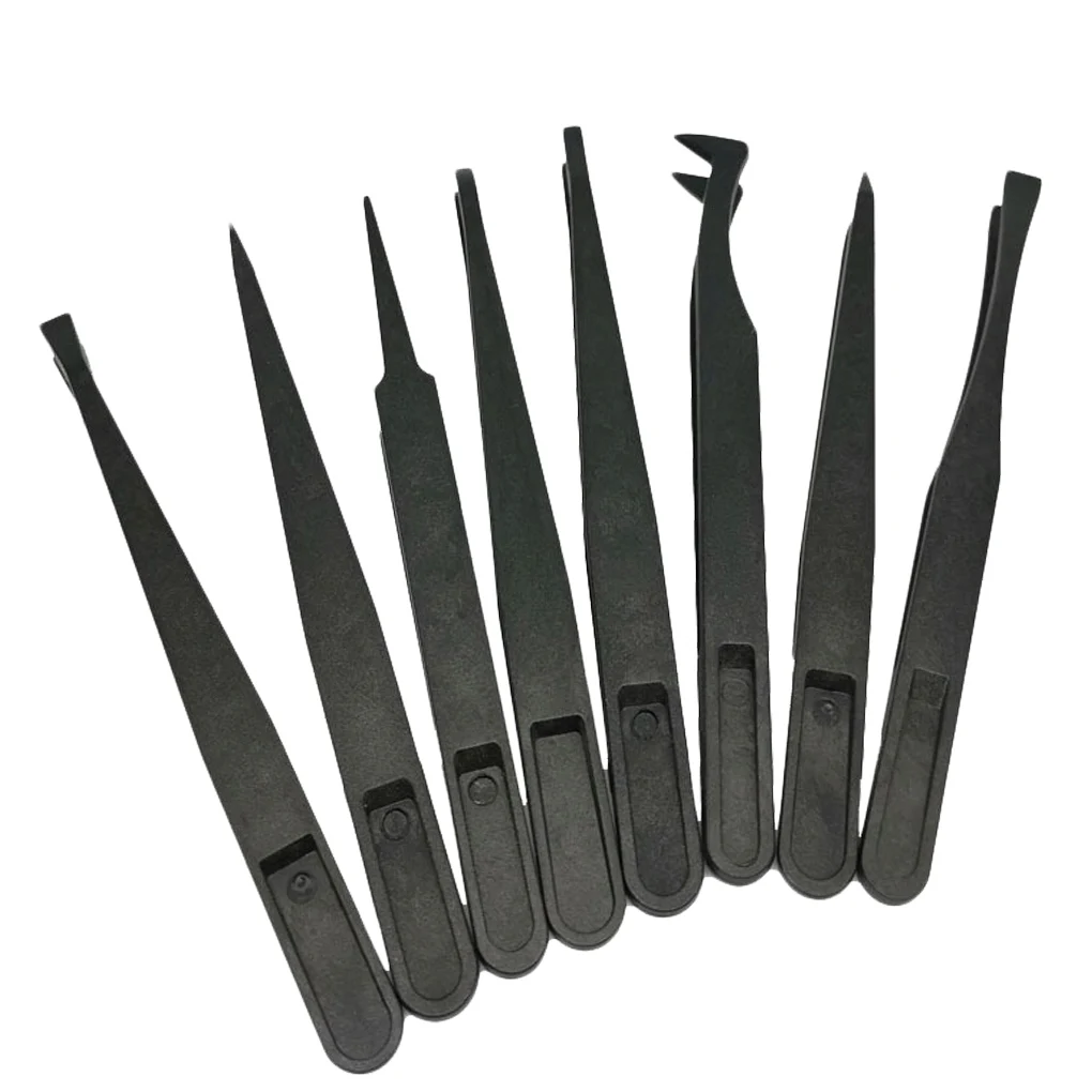 

8pcs Anti-static Electronic Tweezers Kit Plastic Electronics DIY PCB Repair Hand Tool Set