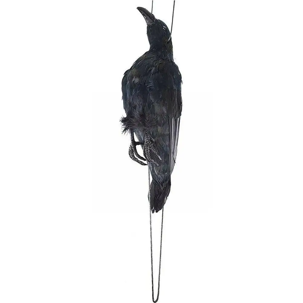 

1pc Bird Mold Animal Ornaments Realistic Hanging Dead Black Extra Large Feathered Crow Lifesize Simulation Toys Crow Decoy D0I1
