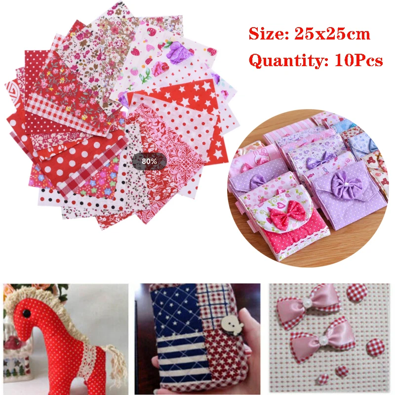 10pcs/set High Quality 100% Cotton Patchwork Fabric DIY Sewing Supplies Mixed Style Floral Printed Cloth Material 25*25cm |