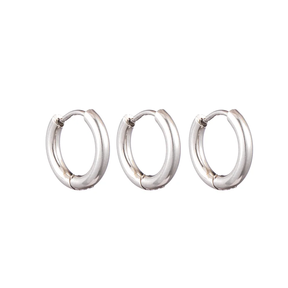 

Fashion 3pcs/set Stainless Steel Simple Metal Clip Small Hoop Earrings for Women Piercing Jewelry Geometric Earrings