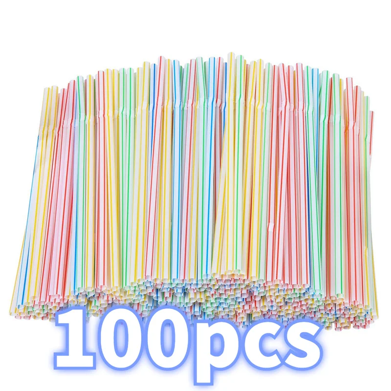 

100Pcs 21cm Colorful Disposable Plastic Curved Drinking Straws Wedding Party Bar Drink Accessories Birthday reusable straw